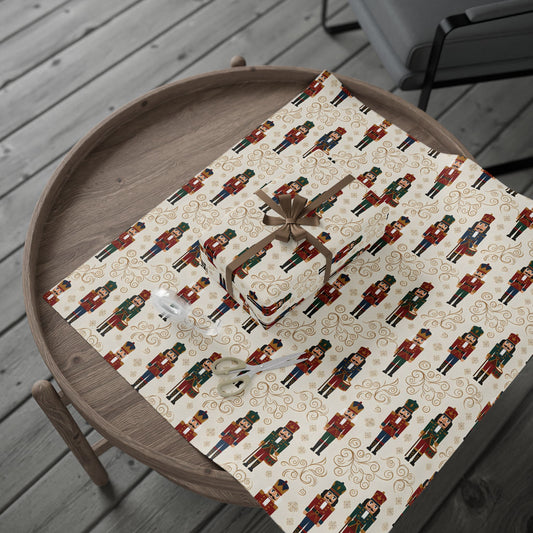 Festive Holiday Wrapping Paper with Nutcracker Design