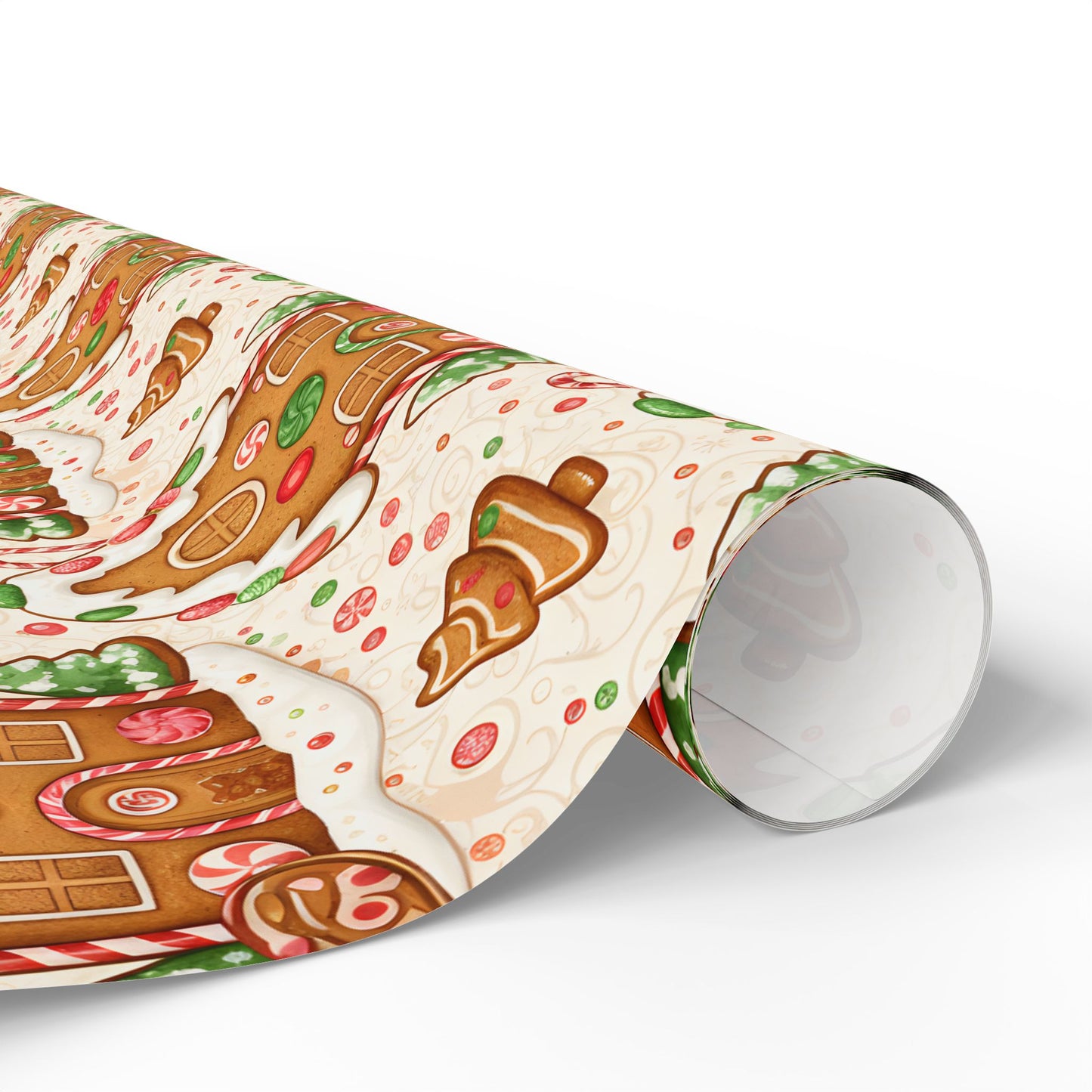 Gingerbread Themed Wrapping Paper Roll – Festive Holiday Gift Wrap