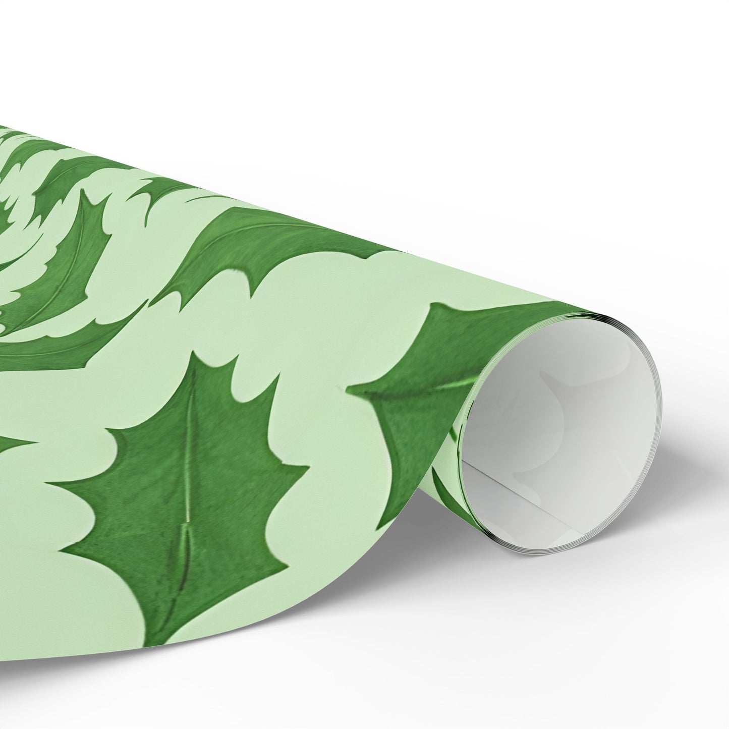 Festive Holiday Wrapping Paper - Green Holly Design
