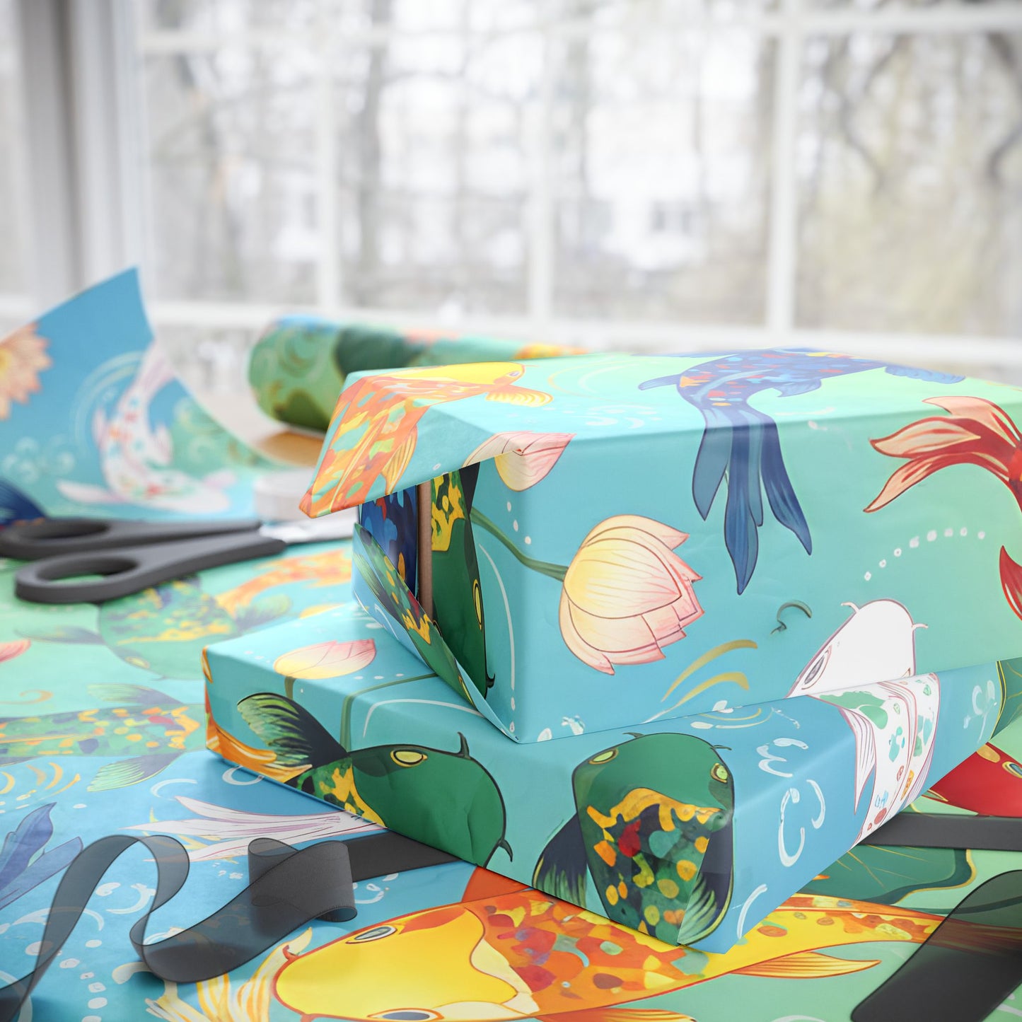 Colorful Gift Wrap Roll - Vibrant Floral and Nature Designs for All Occasions