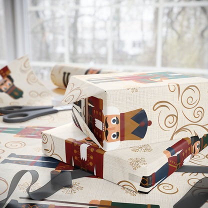 Festive Holiday Wrapping Paper with Nutcracker Design