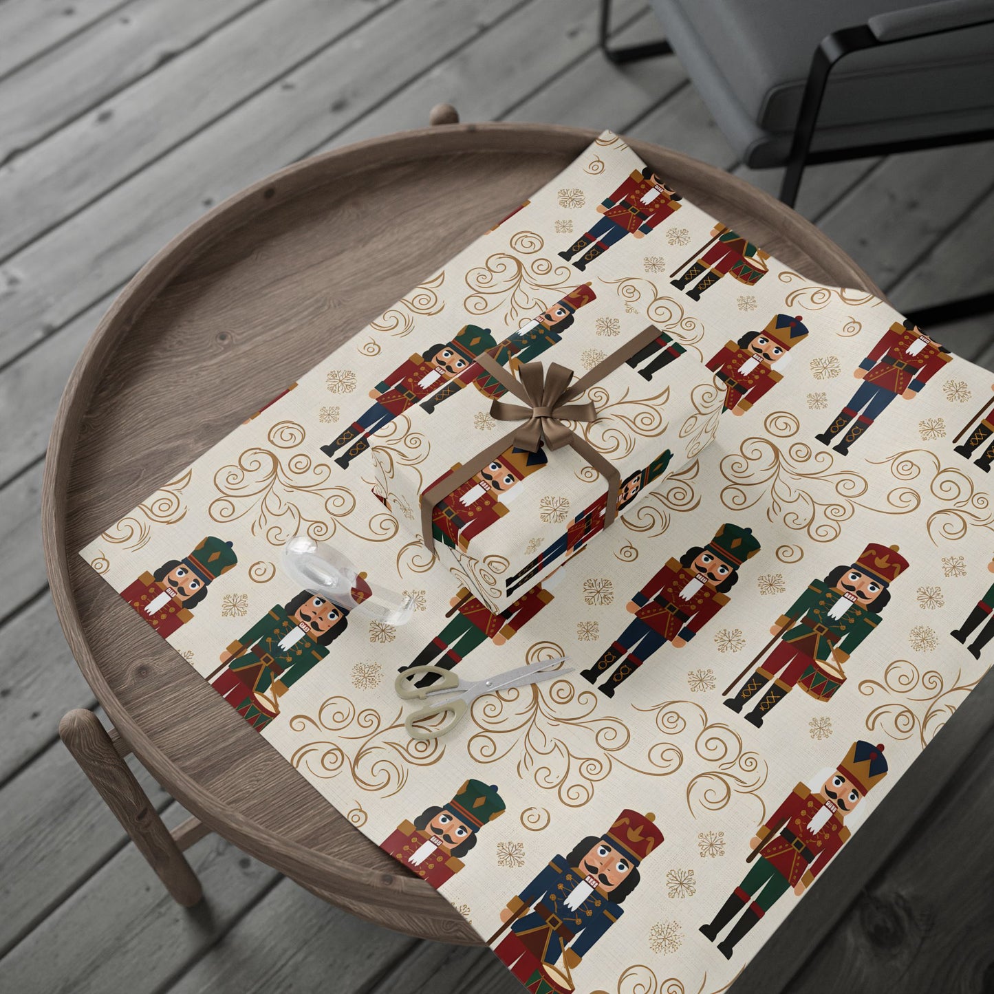 Festive Holiday Wrapping Paper with Nutcracker Design