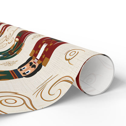 Festive Holiday Wrapping Paper with Nutcracker Design