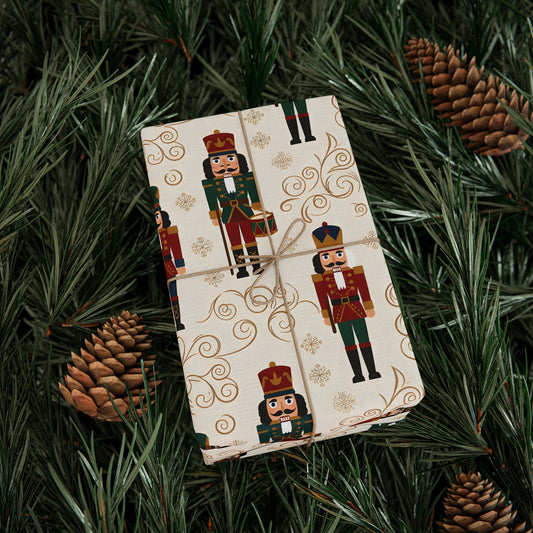 Festive Holiday Wrapping Paper with Nutcracker Design