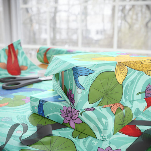 Vibrant Fish-Themed Wrapping Paper Roll - Perfect for Celebrations