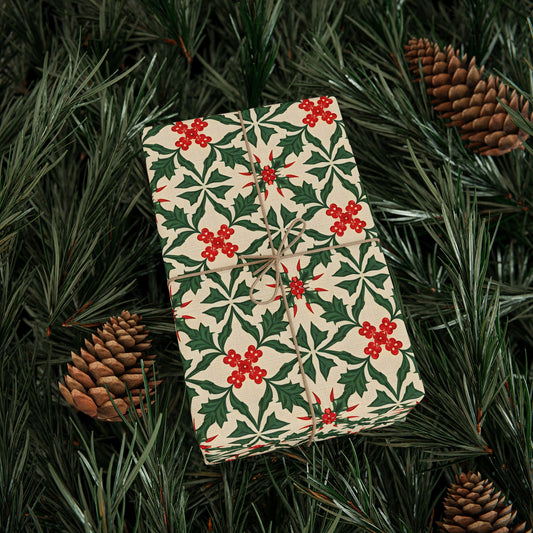 Holiday Wrapping Paper Roll - Festive Floral Design for Gift-Giving