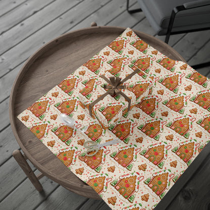 Gingerbread Themed Wrapping Paper Roll – Festive Holiday Gift Wrap