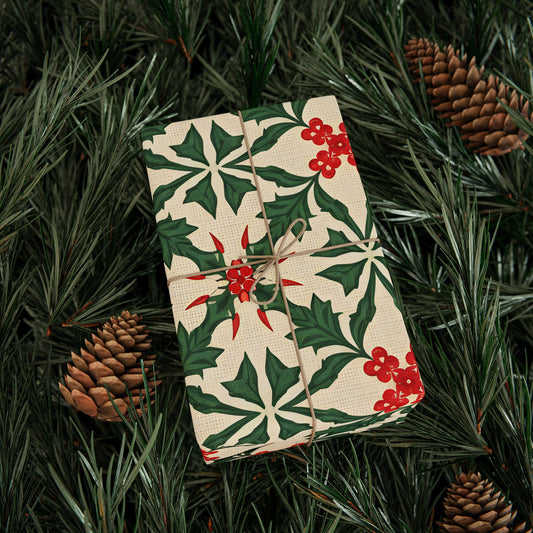 Holiday Wrapping Paper Roll - Festive Floral Design for Gift-Giving